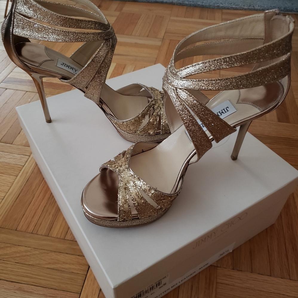 Jimmy Choo Greta glitter mix leather platform